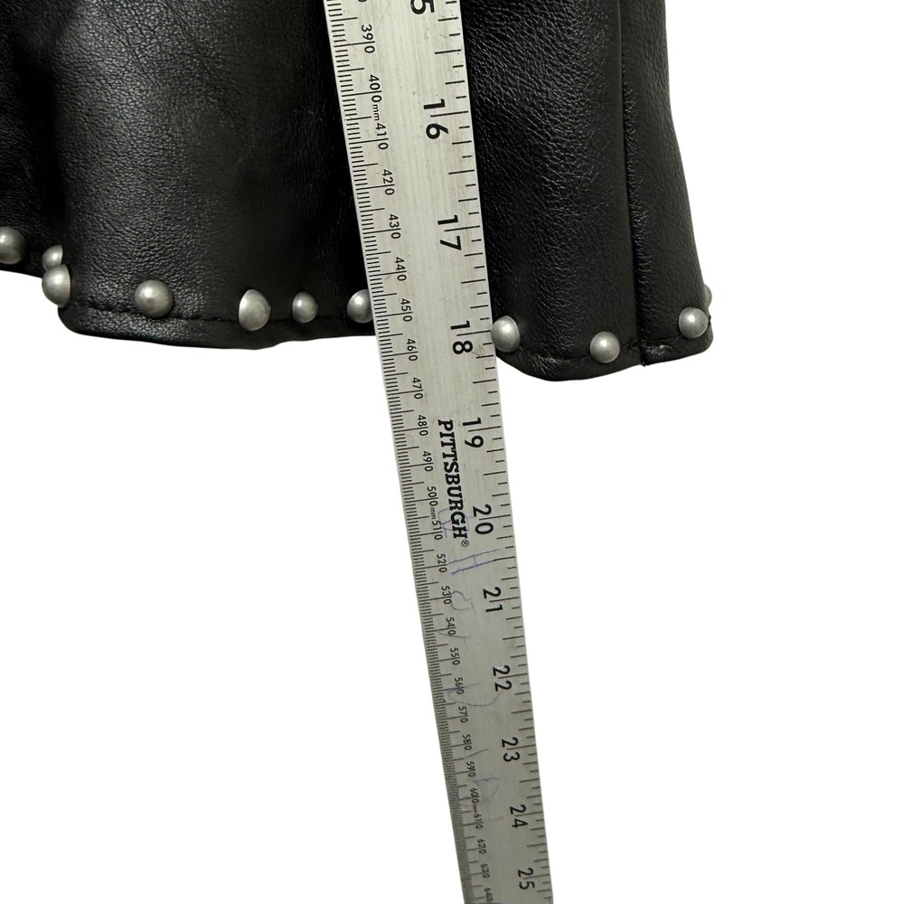 Zara Basic Black Faux Leather Studded Asymmetrical Ruffle Mini Skirt Small - Picture 5 of 9
